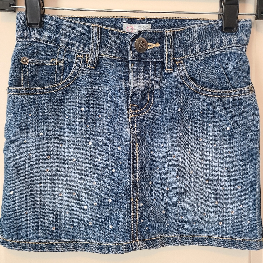 Children's Place Girls jean skirt with jewels adhered